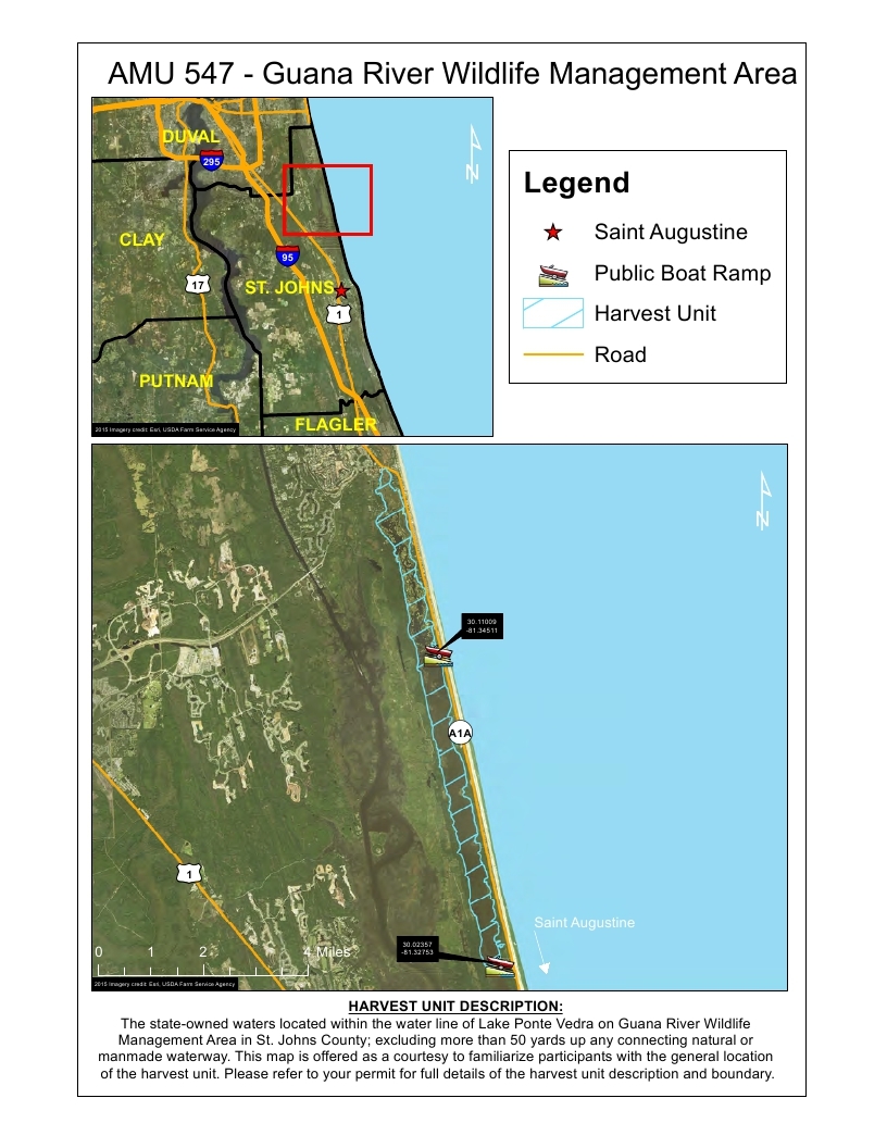 guana river WMA gator hunting map